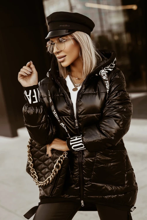 KURTKA ZIMOWA PIKOWANA Z KAPTUREM NEW YORK FASHION CZARNA 4