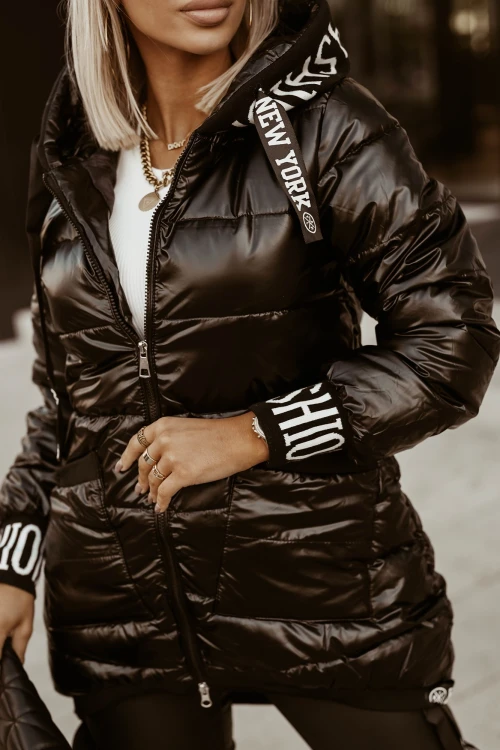 KURTKA ZIMOWA PIKOWANA Z KAPTUREM NEW YORK FASHION CZARNA 3