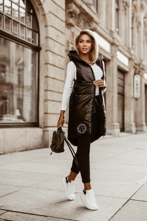 BLUZKA BAWEŁNIANA BASIC Z DŁUGIM RĘKAWEM V DEKOLT BIAŁA 7