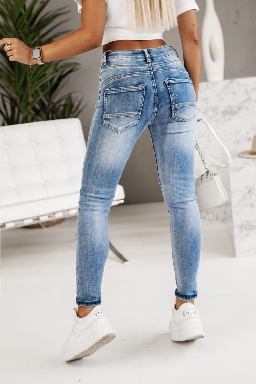 SPODNIE JEANSOWE ZIP + BUTTONS CIENIOWANY JEANS 1