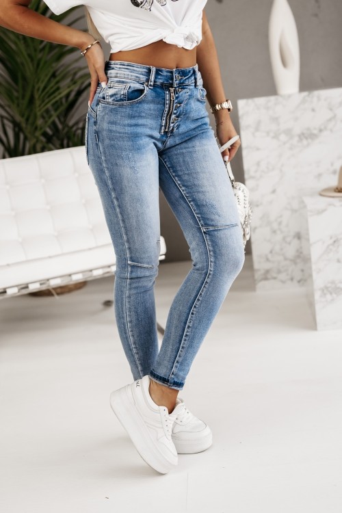 SPODNIE JEANSOWE ZIP + BUTTONS CIENIOWANY JEANS 5
