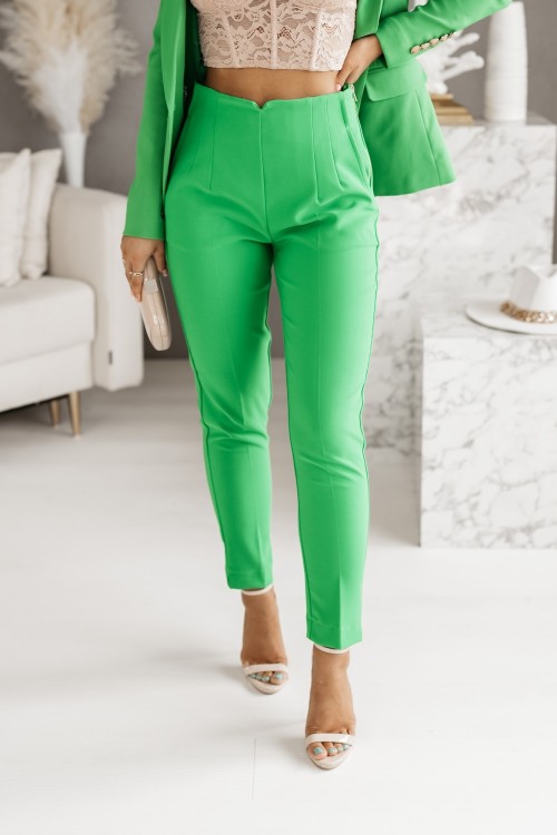 SPODNIE CYGARETKI ROSE Z WYSOKIM STANEM Z GUMĄ W PASIE ZIELONE 4