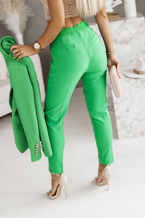 SPODNIE CYGARETKI ROSE Z WYSOKIM STANEM Z GUMĄ W PASIE ZIELONE 5