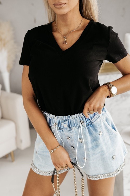 T-SHIRT BAWEŁNIANY W SEREK EDAN CZARNY 1