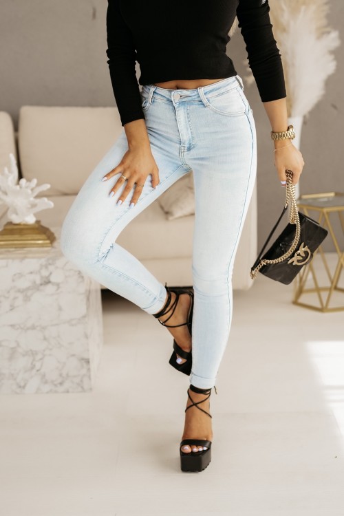 SPODNIE JEANSOWE Z WYSOKIM STANEM PUSH UP JASNY JEANS 4