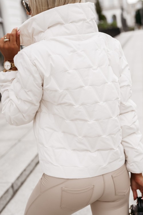 KURTKA PIKOWANA DORISS Z WYSOKIM KOŁNIERZEM ECRU 3