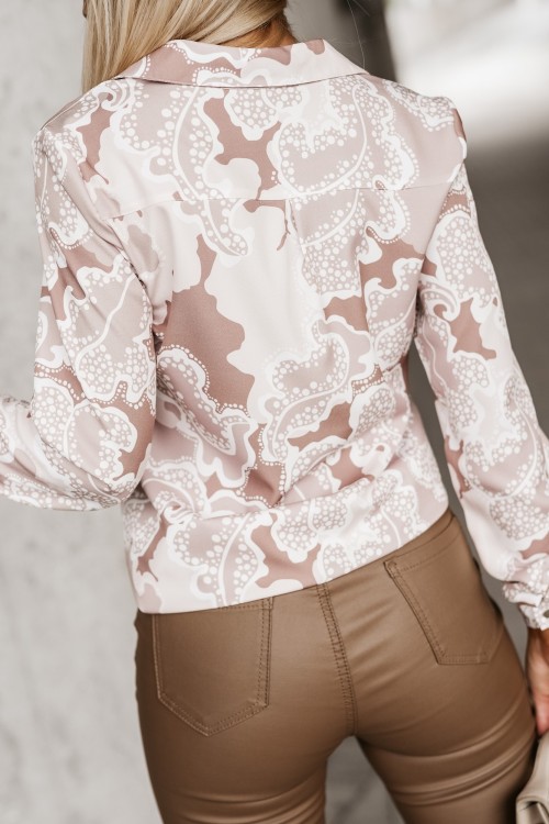 KOSZULA SENSIS Z KOŁNIERZYKIEM KAMELOWO-BEŻOWA 3