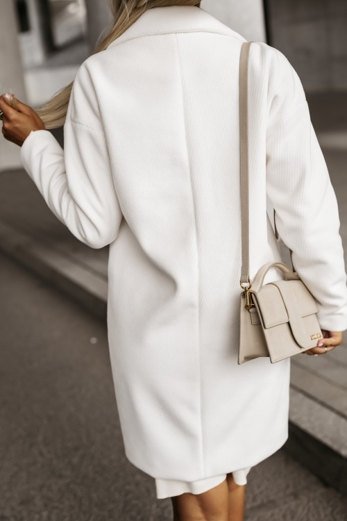 PŁASZCZ Z WEŁNĄ Z KOŁNIERZYKIEM BIAŁY 3