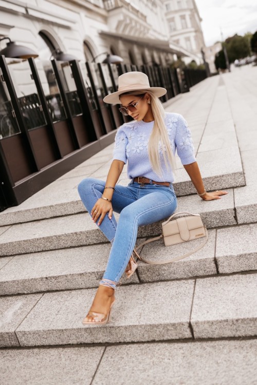 SWETEREK CHICAGO Z KRÓTKIM RĘKAWEM BŁĘKITNY 2