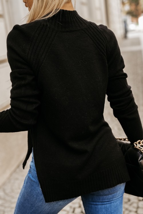 SWETER JERRY Z PÓŁGOLFEM CZARNY 3