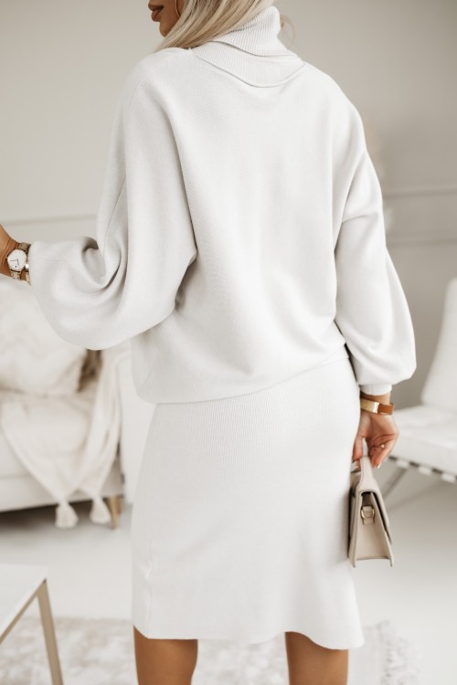 KOMPLET SWETERKOWY VISPER SUKIENKA MIDI +SWETEREK BEŻOWY 5