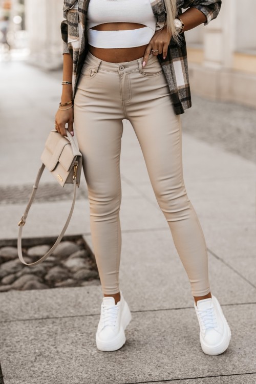 SPODNIE WOSKOWANE KLASYCZNE BEŻOWE 8