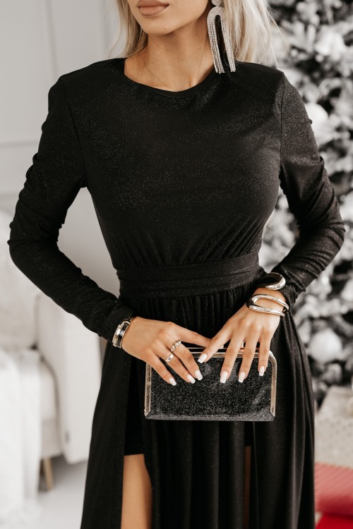 SUKIENKA MAXI BLINK Z ROZCIĘCIAMI BROKATOWA CZARNA 3