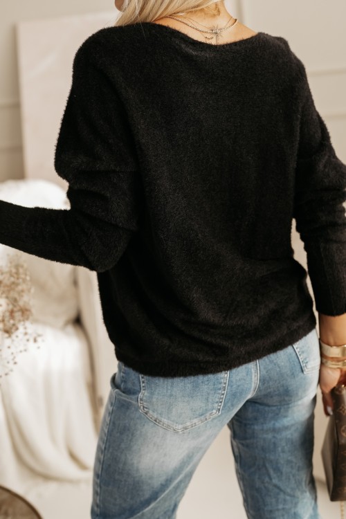 SWETER O KROJU OVERSIZE ALPAKA CZARNY 3