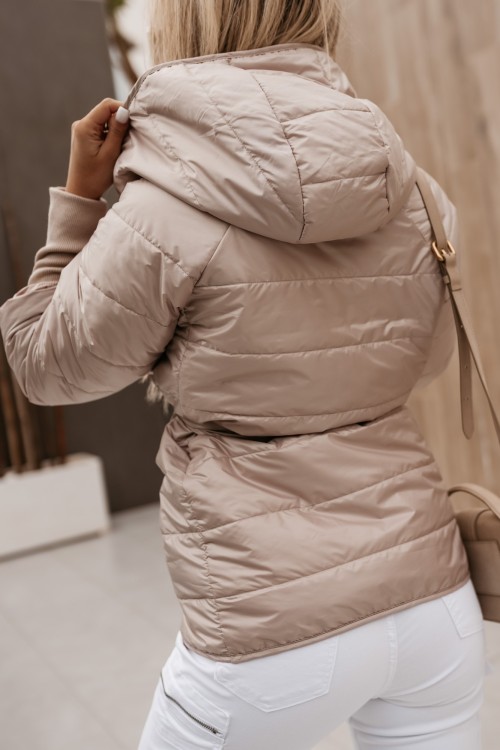 KURTKA PIKOWANA Z KAPTUREM JENNY BEŻOWA 3