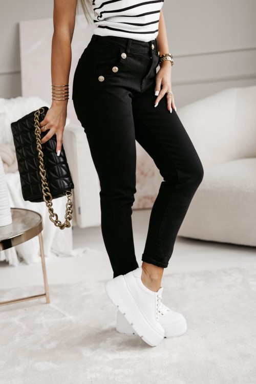 SPODNIE DENIMOWE BUTTONS CZARNE 1