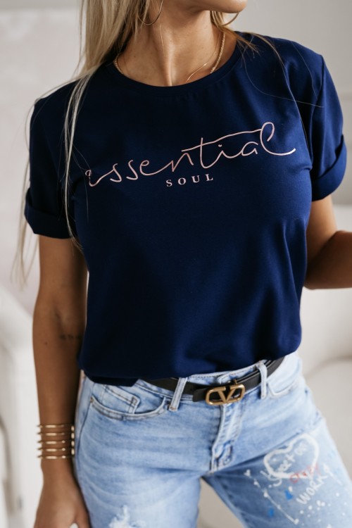 T-SHIRT BAWEŁNIANY ESSENTIAL SOUL GRANATOWY 1