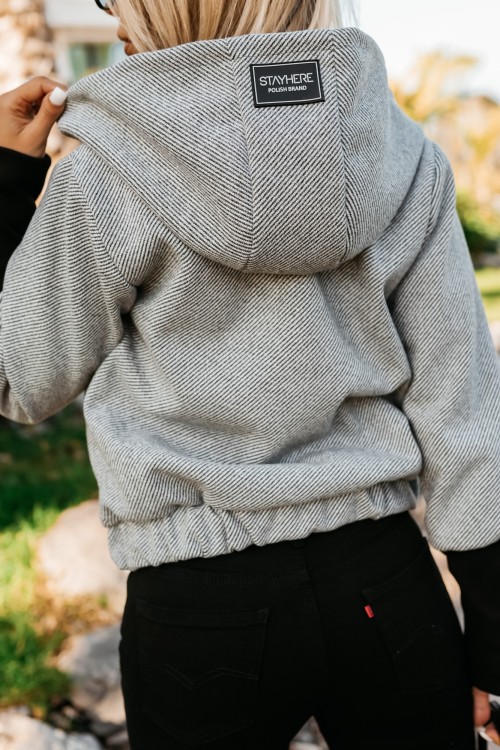 KURTKA BOMBERKA VOILA Z KAPTUREM CZARNO-BIAŁA 1