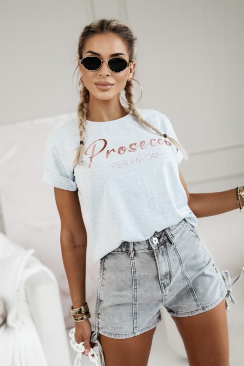 T-SHIRT Z NAPISEM PROSECCO SZARY 4