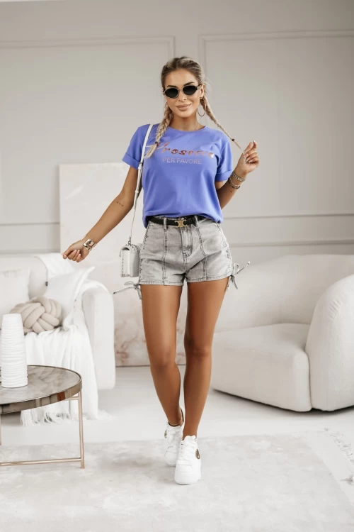 T-SHIRT Z NAPISEM PROSECCO LAWENDOWY 2