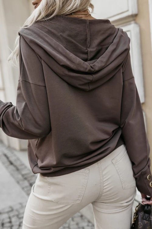 BLUZA DRESOWA CHICAGO Z KAPTUREM ROZPINANA BRĄZOWA 2