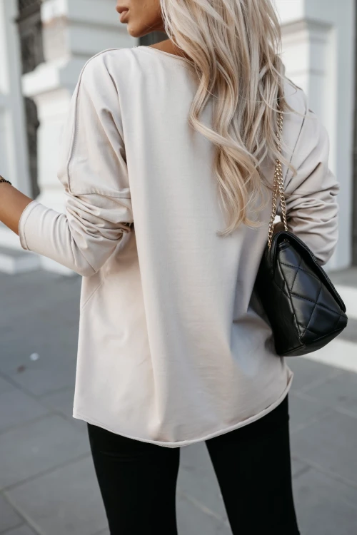 BLUZKA BAWEŁNIANA BASIC LONG GEPARD BEŻOWA 2