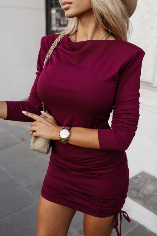 SUKIENKA KLARA MINI ZE ŚCIĄGACZAMI PO BOKACH BORDOWA 1