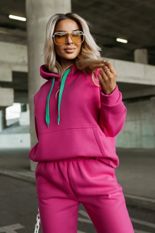 KOMPLET DRESOWY OCIEPLANY MOON BLUZA Z KAPTUREM + SPODNIE RÓŻOWY 5