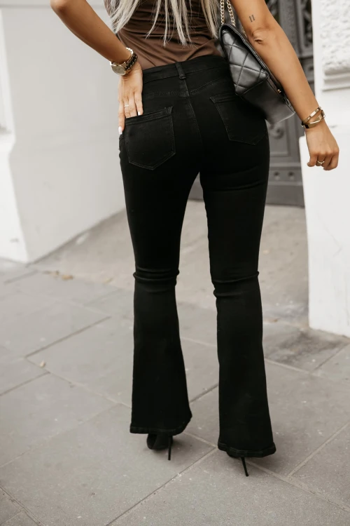 SPODNIE JEANSOWE FLAM DZWONY CZARNY JEANS 3