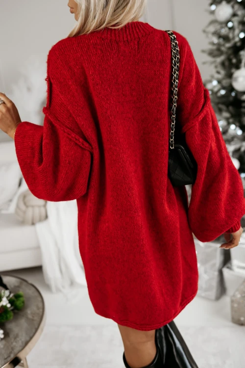 SUKIENKA SWETERKOWA KELLY Z WEŁNĄ CZERWONA 2