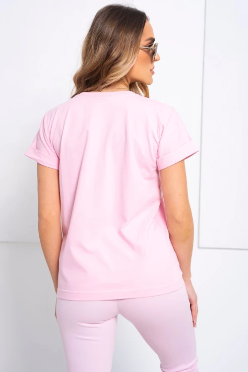 T-SHIRT BAWEŁNIANY Z PIESKIEM RÓŻOWY 1