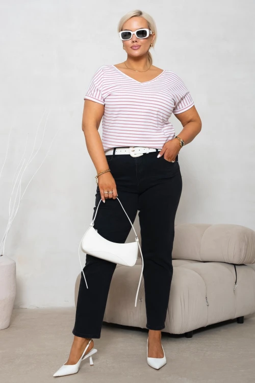 PLUS SIZE SPODNIE JEANSOWE MOM FIT Z WYSOKIM STANEM CZARNE 6