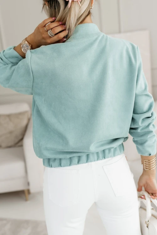 KURTKA BOMBERKA MARINA Z EKO ZAMSZU ZAPINANA NA SUWAK TURKUSOWA 2