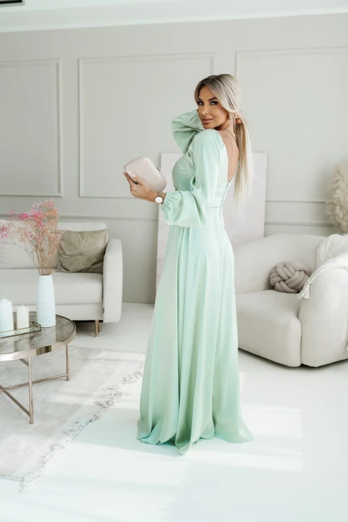 SUKIENKA MAXI OPHELIA Z KOPERTOWYM DEKOLTEM SZAŁWIOWA 2