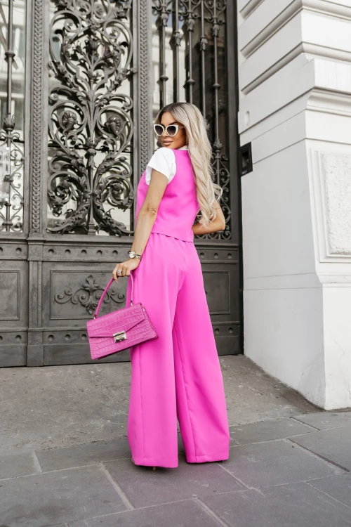 KOMPLET ELEGANCKI EXACTLY SPODNIE + KAMIZELKA MOCNY RÓŻ 2