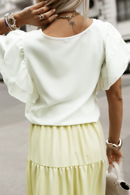 BLUZKA KOSZULOWA LAMBI Z MOTYLKOWYM RĘKAWEM BIAŁA 1