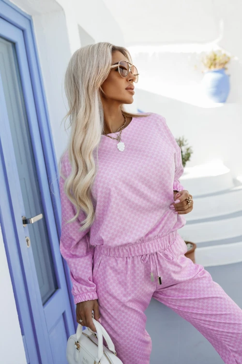 KOMPLET Z WISKOZY TOPEZ GG BLUZKA+SPODNIE PUDROWY RÓŻ 5