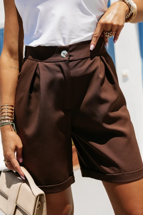 SPODENKI ELEGANCKIE MATERIAŁOWE BRĄZOWE 5