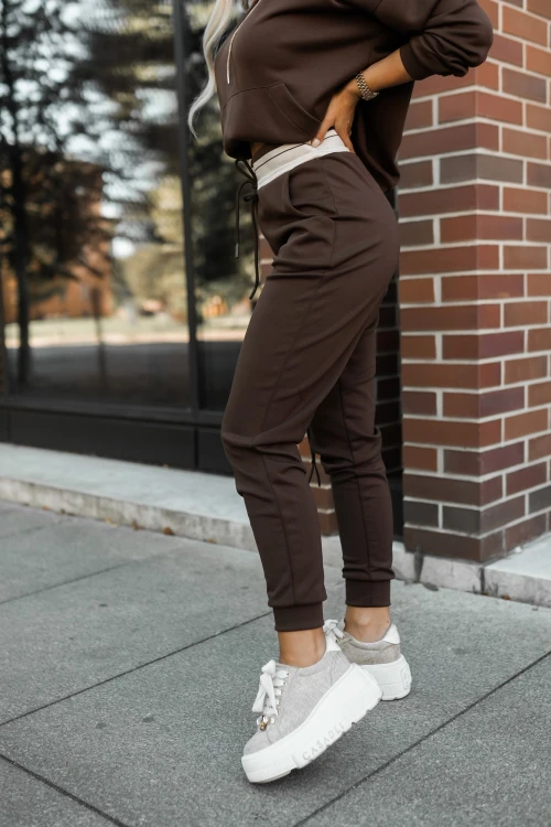 SPODNIE DRESOWE RICKY Z WISKOZY ZE ŚCIĄGACZEM CZEKOLADOWE 2