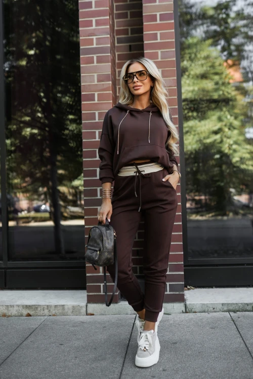 SPODNIE DRESOWE RICKY Z WISKOZY ZE ŚCIĄGACZEM CZEKOLADOWE 5