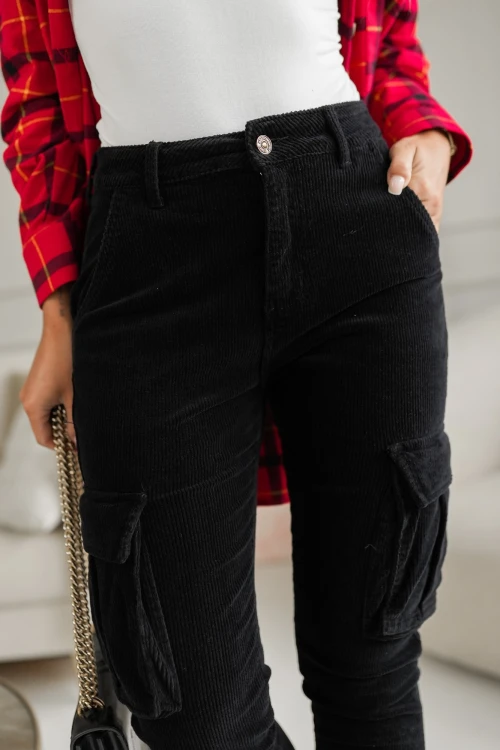 SPODNIE SZTRUKSOWE BOJÓWKI CZARNE 3