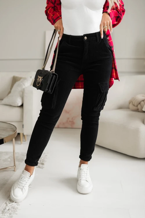 SPODNIE SZTRUKSOWE BOJÓWKI CZARNE 4