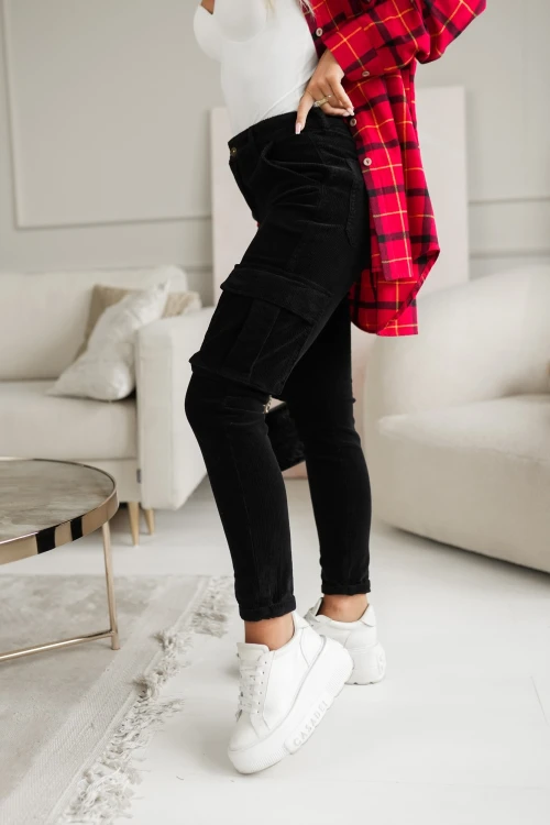 SPODNIE SZTRUKSOWE BOJÓWKI CZARNE 1