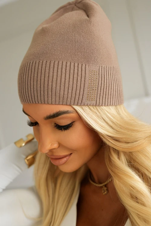 CZAPKA Z CYRKONIOWYMI WSTAWKAMI BRĄZOWA 2