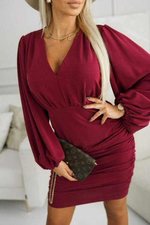 SUKIENKA PALOMA MINI Z WISKOZY BURGUNDOWA 2