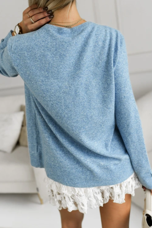 SWETER ARIA Z WEŁNĄ I WISKOZĄ BŁĘKITNY 1
