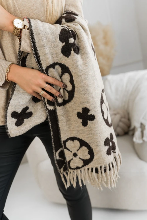 SZAL MOHEROWY LOUIS CZEKOLADOWO-BEŻOWY 2