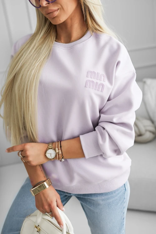BLUZA DRESOWA BAWEŁNIANA Z MINIMALISTYCZNYM NAPISEM LILA 1