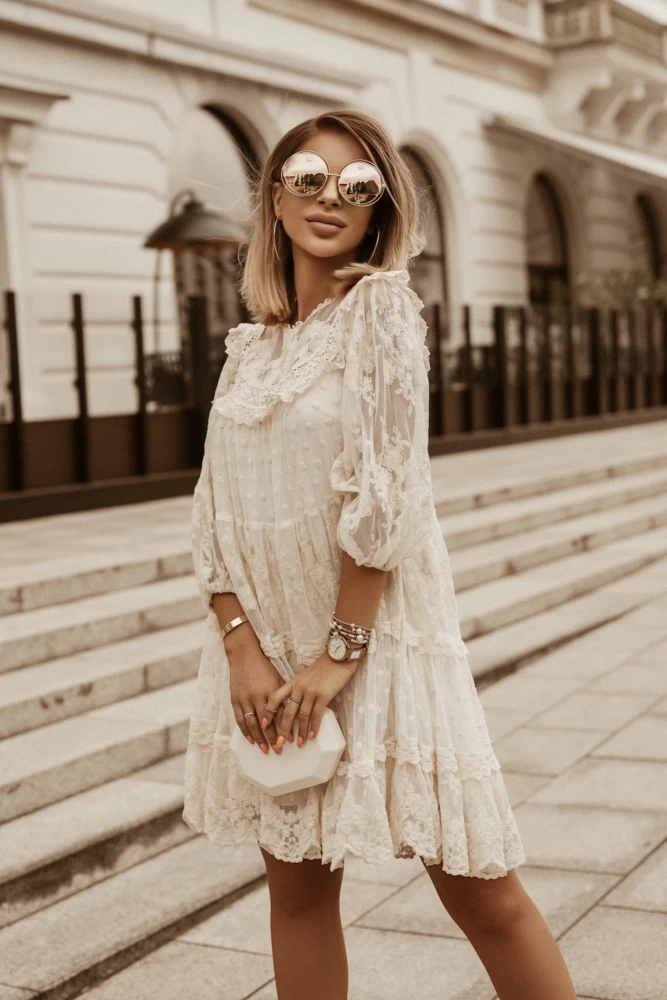 SUKIENKA Z KORONKI AIRY Z HALKĄ CREAM