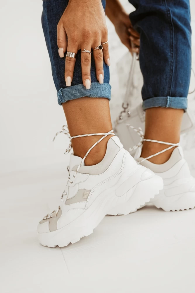 SNEKAERSY NA WYSOKIEJ PODESZWIE BIAŁO-BEŻOWE